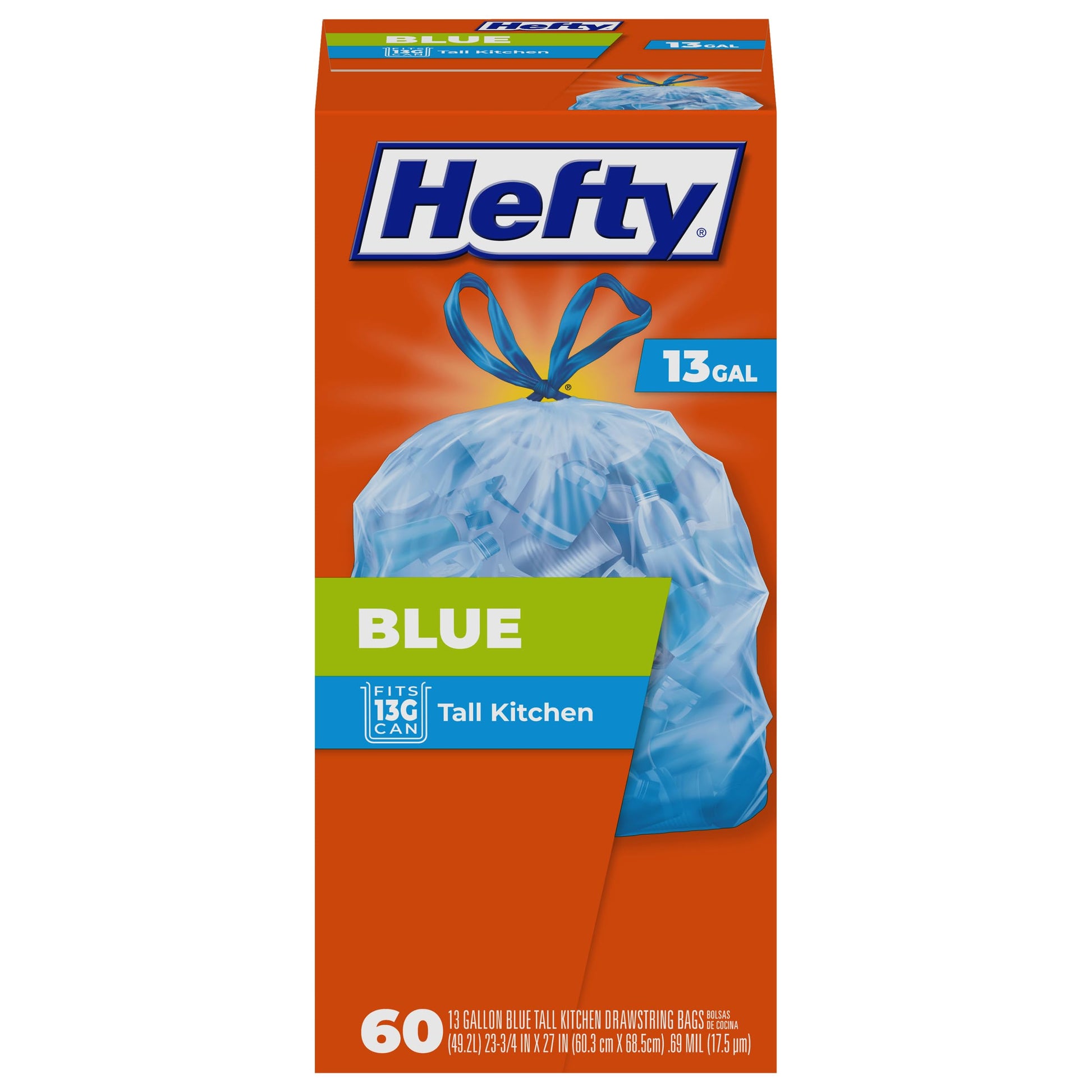 Hefty Recycling Trash/Garbage Bags (Blue, Kitchen Drawstring, 13 Gallon, 60 Count) 🍁 All In One Marketplace Canada Hefty