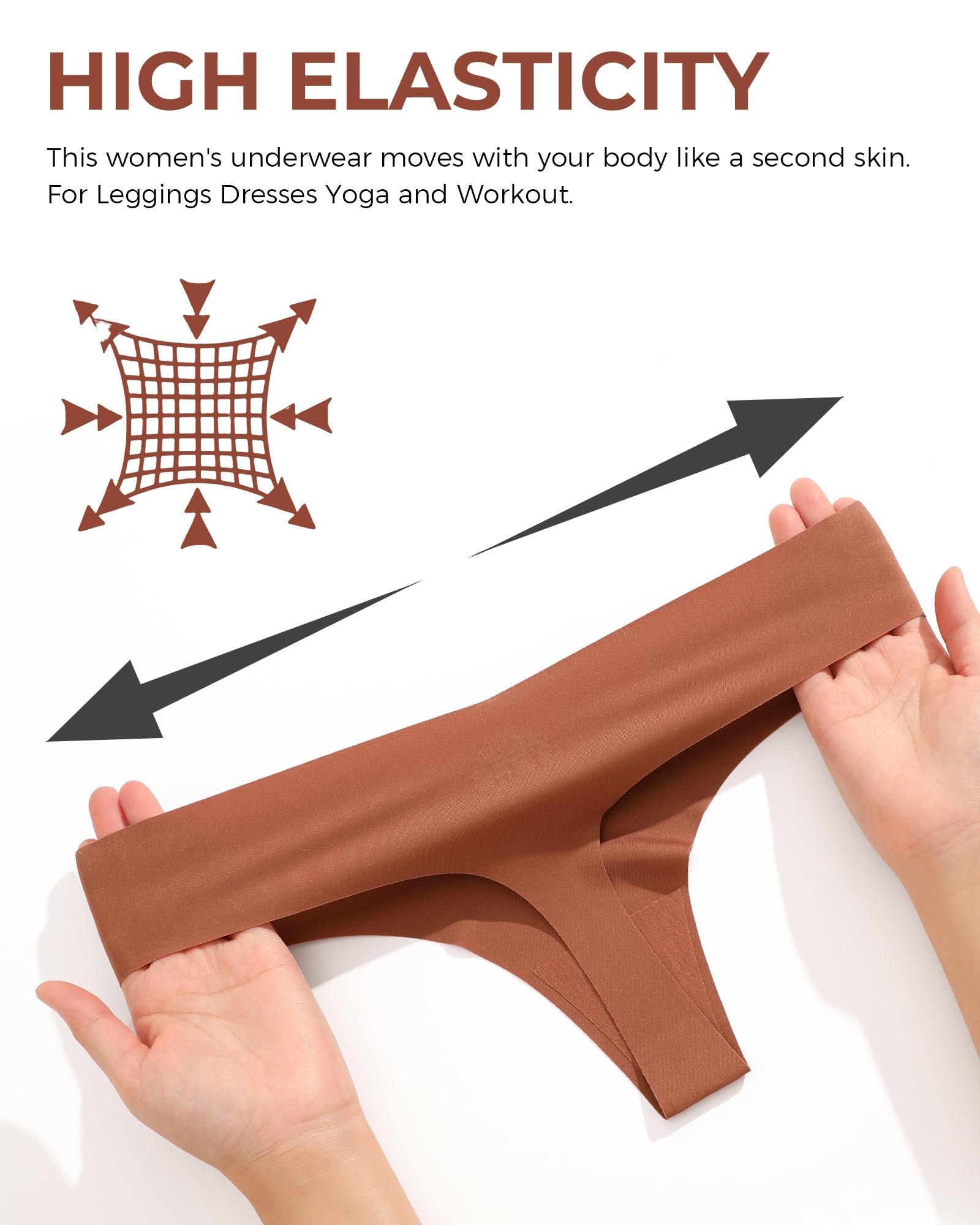 Underwear Womens Seamless Underwear Thongs for Women Sexy No Show V-Waisted Ladies Tangas Panties 6 Pack