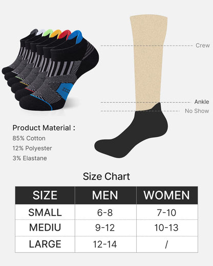 Niorasen Mens Low Cut Ankle Socks, Moisture Wicking Cotton Casual Short Socks, Breathable ＆ Comfy, 6 Pairs, Multicolor, 9-12 - Available at All In One Marketplace Canada