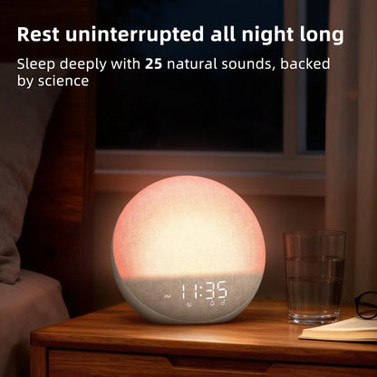 Sunrise Alarm Clock White Noise Machine: Natural Wake Up Light - Dimmable Clock with Bluetooth Speaker for Bedroom - 25 Sleep Sounds for Baby Adults Kids Putty - Available at All In One Marketplace Canada