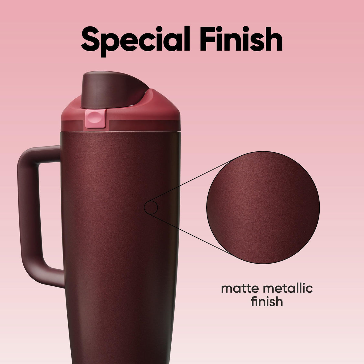 Owala FreeSip Tumbler Insulated Stainless Steel Water Bottle with Built-in Straw and Side Handle, for Travel, Work, School, and Sports, 30oz, BPA Free, Leak Proof, Black Cherry