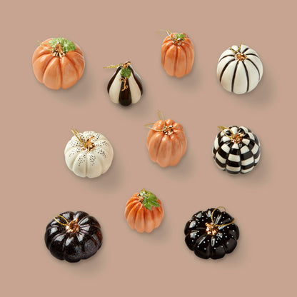 Set de 10 mini décorations à suspendre Lenox Pumpkin en porcelaine pour Halloween
