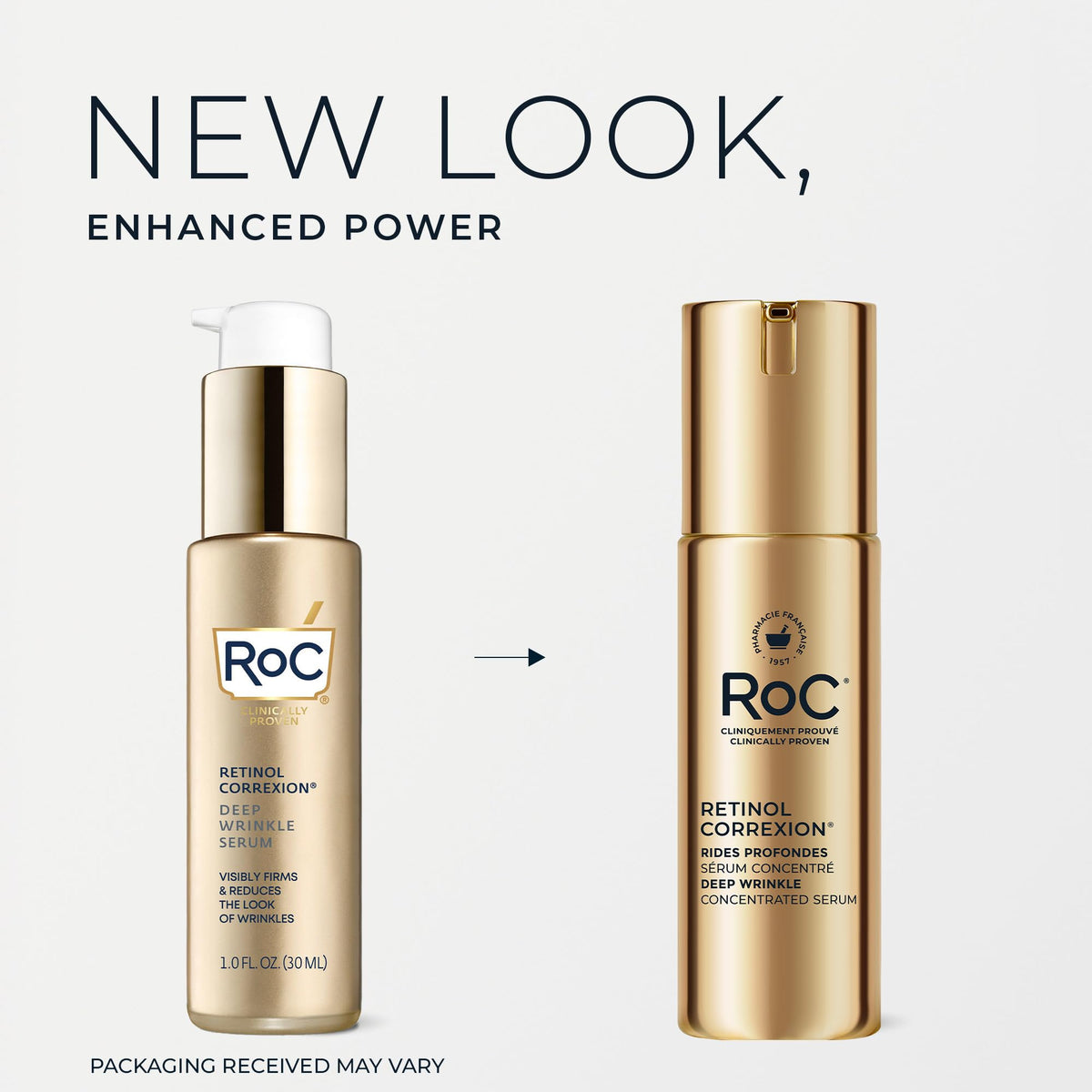 RoC Retinol Correxion® Deep Wrinkle Retinol Face Serum with Ascorbic Acid, Daily Anti-Aging Skin Care Treatment for Fine Lines, Dark Spots, Acne Scars, 30 ML