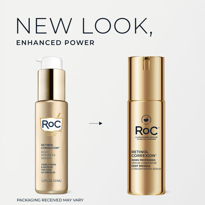 RoC Retinol Correxion® Deep Wrinkle Retinol Face Serum with Ascorbic Acid, Daily Anti-Aging Skin Care Treatment for Fine Lines, Dark Spots, Acne Scars, 30 ML