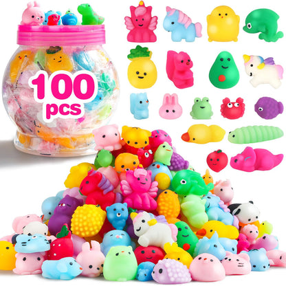 FUNNYB&G Kawaii Mochi Squishies Fidget Toy - 100 pcs Squishy Party Favors Kids Classroom Prize Birthday Goodie Bag Stuffers - Stress Relief Pack for Girls Boys Christmas Valentines Gift (Classic) 🍁 All In One Marketplace Canada