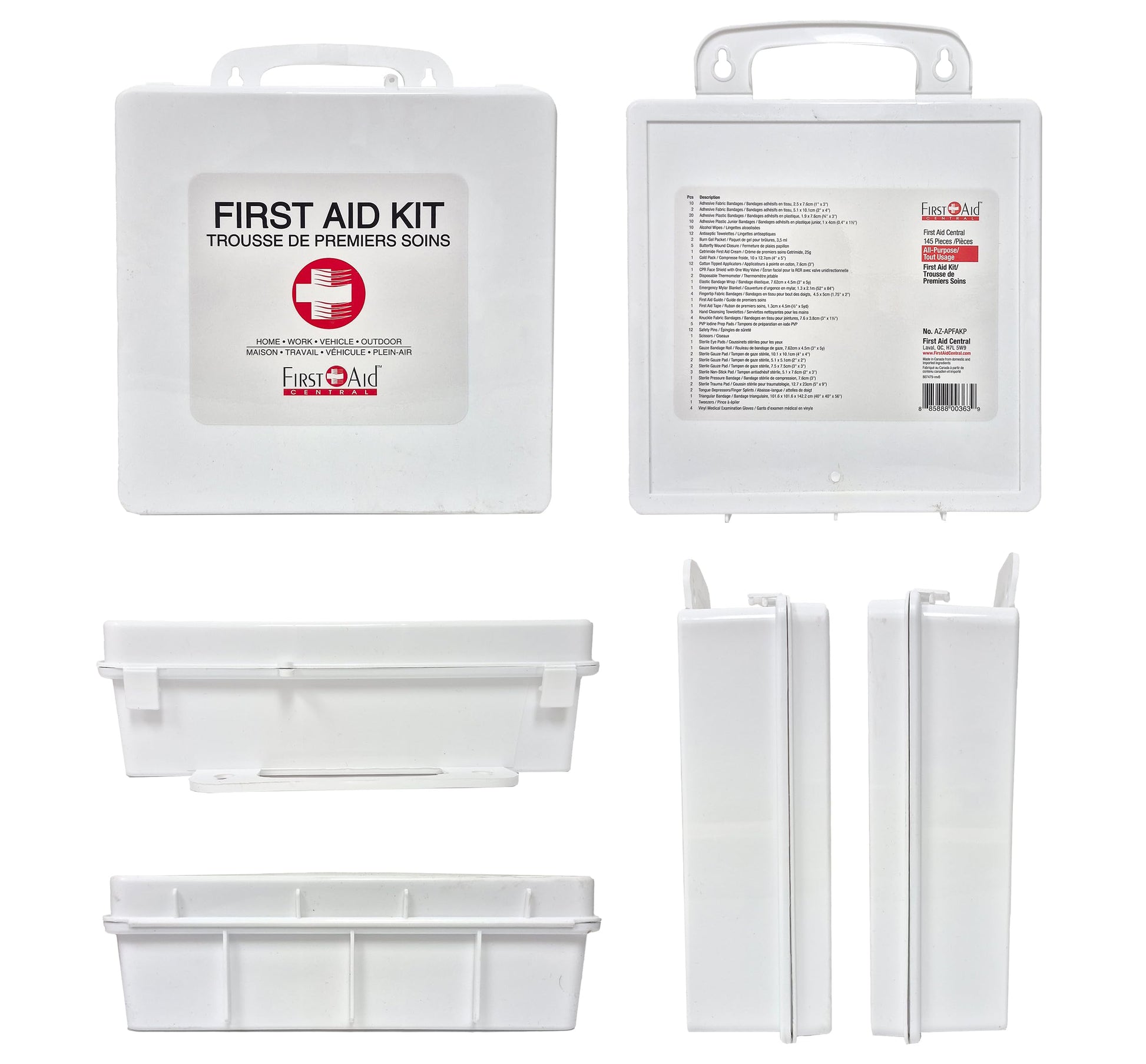 First Aid Central AZ-APFAKP All-Purpose Emergency First Aid Kit For Home, Work, and Travel, 145 Pieces - Available at All In One Marketplace Canada