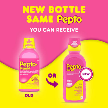 Pepto Bismol Liquid, Upset Stomach Relief, Diarrhea Relief, Heartburn, Nausea, Indigestion, Upset Stomach, Original Flavor, Pack of 2, 480mL each - Available at All In One Marketplace Canada