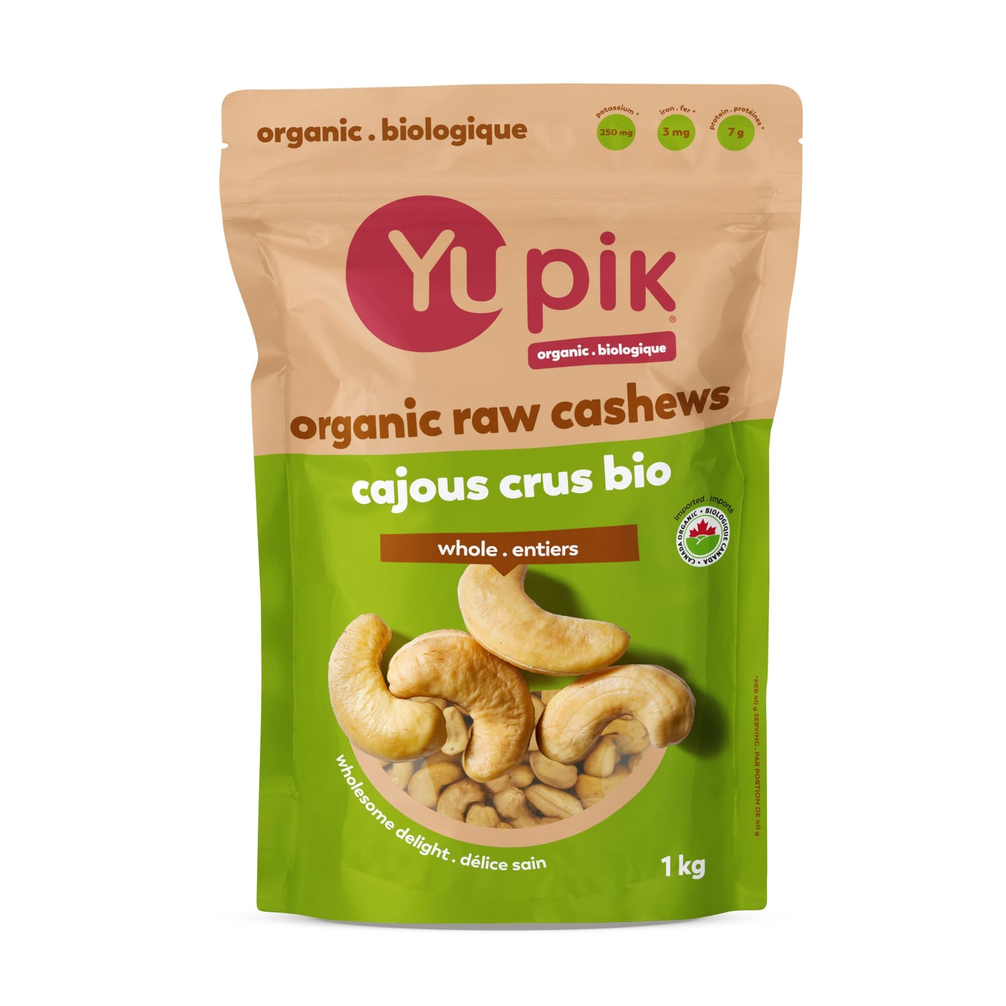 Yupik Organic Raw Cashews – 1 kg Whole Nuts, Kosher & Gluten-Free