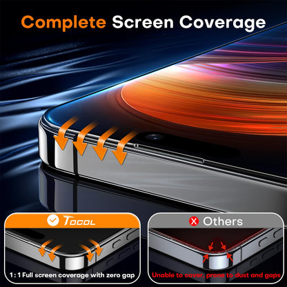 TOCOL 2 Pack for iPhone 16 Screen Protector [Instant Installation][Auto-Dust Removal][HD Clear], Unbreakable 9H+Hardness Shatterproof Tempered Glass [Bubble Proof]