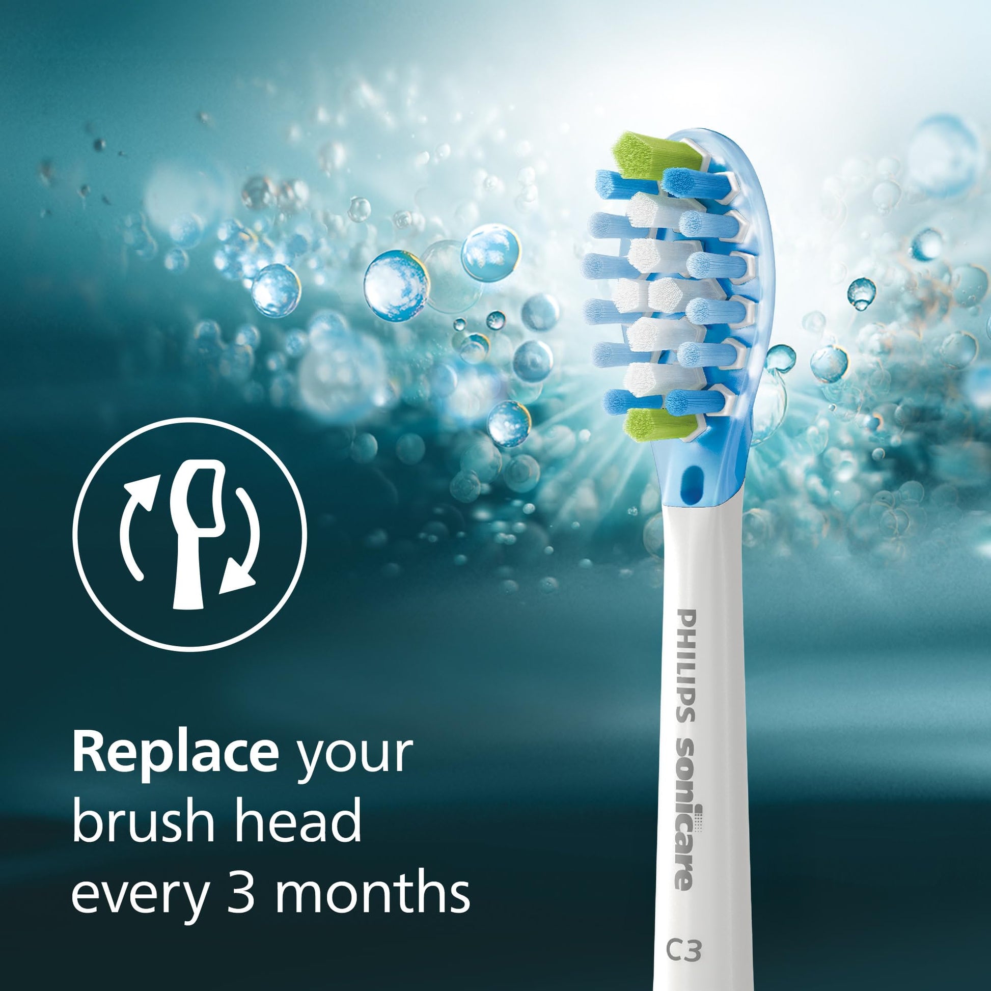 Philips Sonicare C3 2-in-1 Plaque Removal+Whitening Brush Heads, Genuine Replacement Toothbrush Heads, White, 2 Pack, HX9042/65 - Available at All In One Marketplace Canada