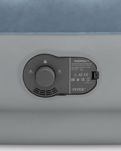 INTEX 64157E Dura-Beam Plus Mid-Rise Air Mattress: Fiber-Tech – Twin Size – Built-in USB Electric Pump – 14in Bed Height – 300lb Weight Capacity - Available at All In One Marketplace Canada
