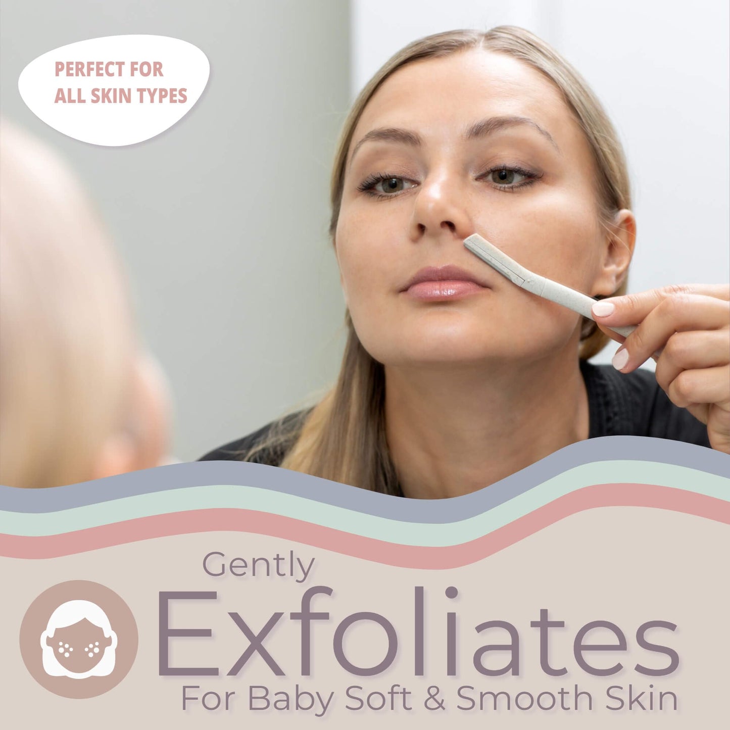 Jasclair Dermaplaning Razor for Women | Exfoliating Facial Razor for Peach Fuzz Removal & Smooth Skin | Precision Blade for Eyebrows & Face | Gentle At-Home Exfoliation Tool | Foldable, Reusable - Available at All In One Marketplace Canada
