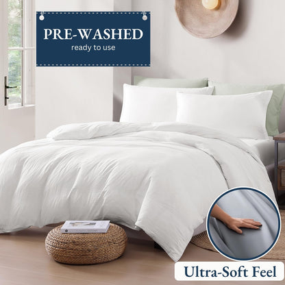 Duvet Cover Queen Size, Pre-Washed Soft Microfiber 3 Piece Set - White 🍁 All In One Marketplace Canada