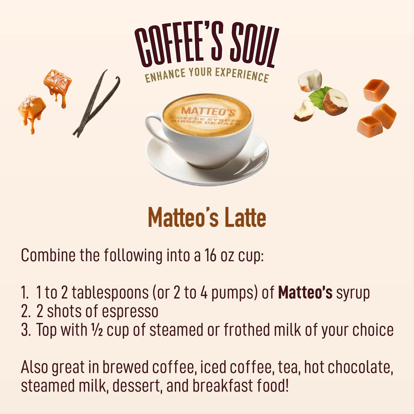Matteo's Barista Style Sugar Free Coffee Syrup - 4 Flavor Variety Pack, Zero Calorie, Keto Friendly, 25.4oz