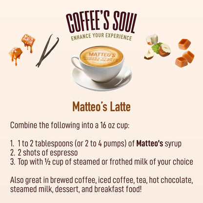 Matteo's Barista Style Sugar Free Coffee Syrup - 4 Flavor Variety Pack, Zero Calorie, Keto Friendly, 25.4oz