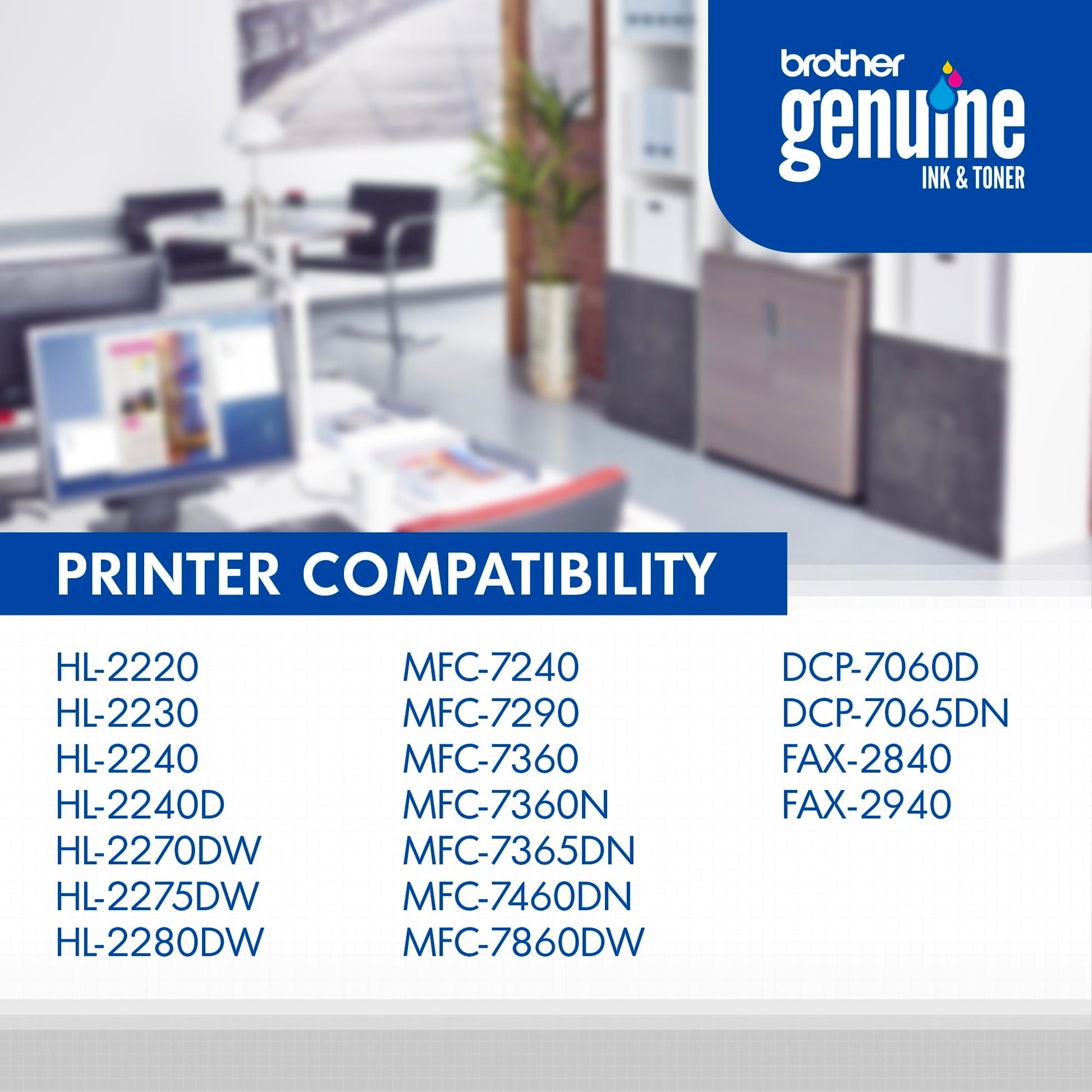 Brother original TN450 High-Yield Black Toner Cartridge, higher yield for value, original toner replacement cartridges, for Brother laser printers DCP-7060D, FAX-2840, HL-2230, MFC-7240 and more Brother