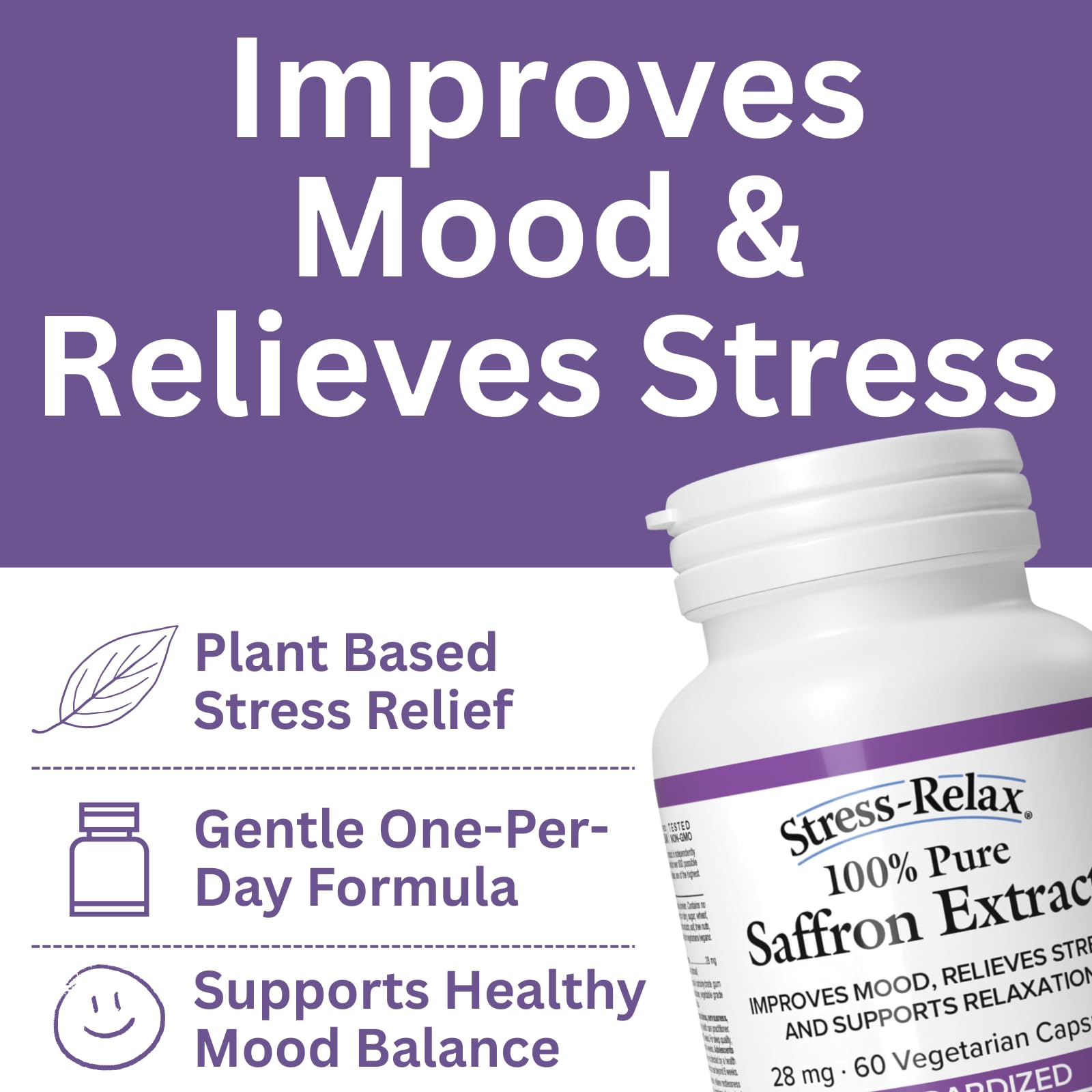 Natural Factors Stress-Relax Saffron Extract 28 mg, 60 DAY SUPPLY, 100% Pure, 60 Veg Caps, Improves Mood, Relieves Stress & Supports Relaxation, Proudly Canadian - Available at All In One Marketplace Canada