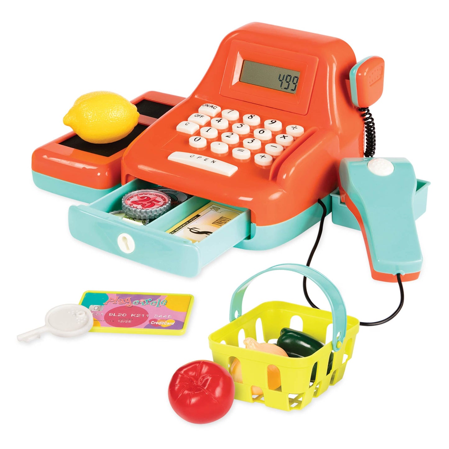 Battat Kids Cash Register with Scanner & Sounds, 26-Piece Set, 26 Pieces Battat