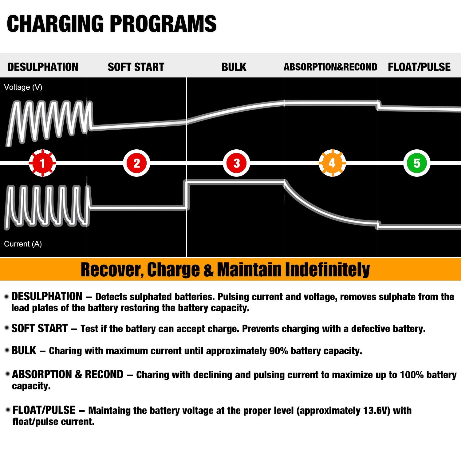MOTOPOWER MP00205A 12V 800mA Fully Automatic Battery Charger/Maintainer