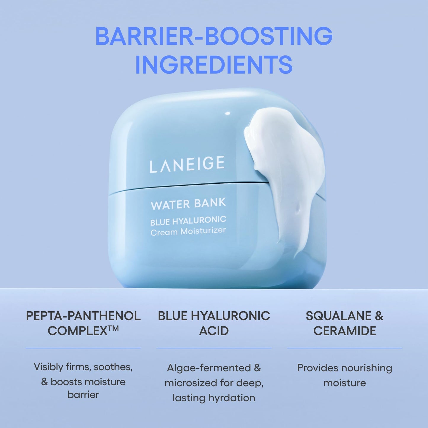 LANEIGE Water Bank Blue Hyaluronic Cream Moisturizer Refill: Hydrating Korean Face Cream with Squalane & Ceramide for Skin Barrier Support, Dermatologist-Tested LANEIGE