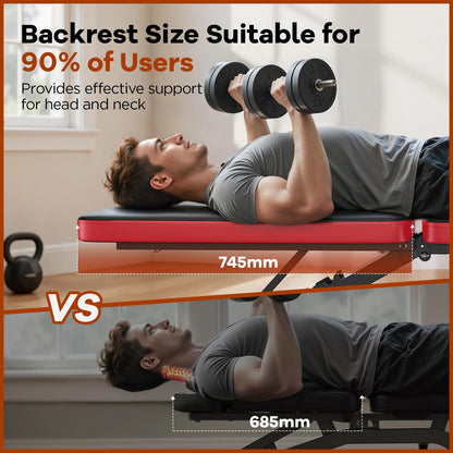 NICEPEOPLE Foldable Basic Weight Bench for Home Gym, Workout Bench with 8 Backrests, 660LBS Weight Capacity Adjustable Bench - Available at All In One Marketplace Canada