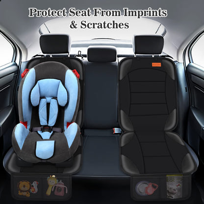 Car Seat Protector for Child Car Seat, Siivton Carseat Seat Protectors for Leather and Fabric Seats, with Mesh Pockets, Non-Slip Backing, Carseat Protectors for Vehicles (One Pack, Black)