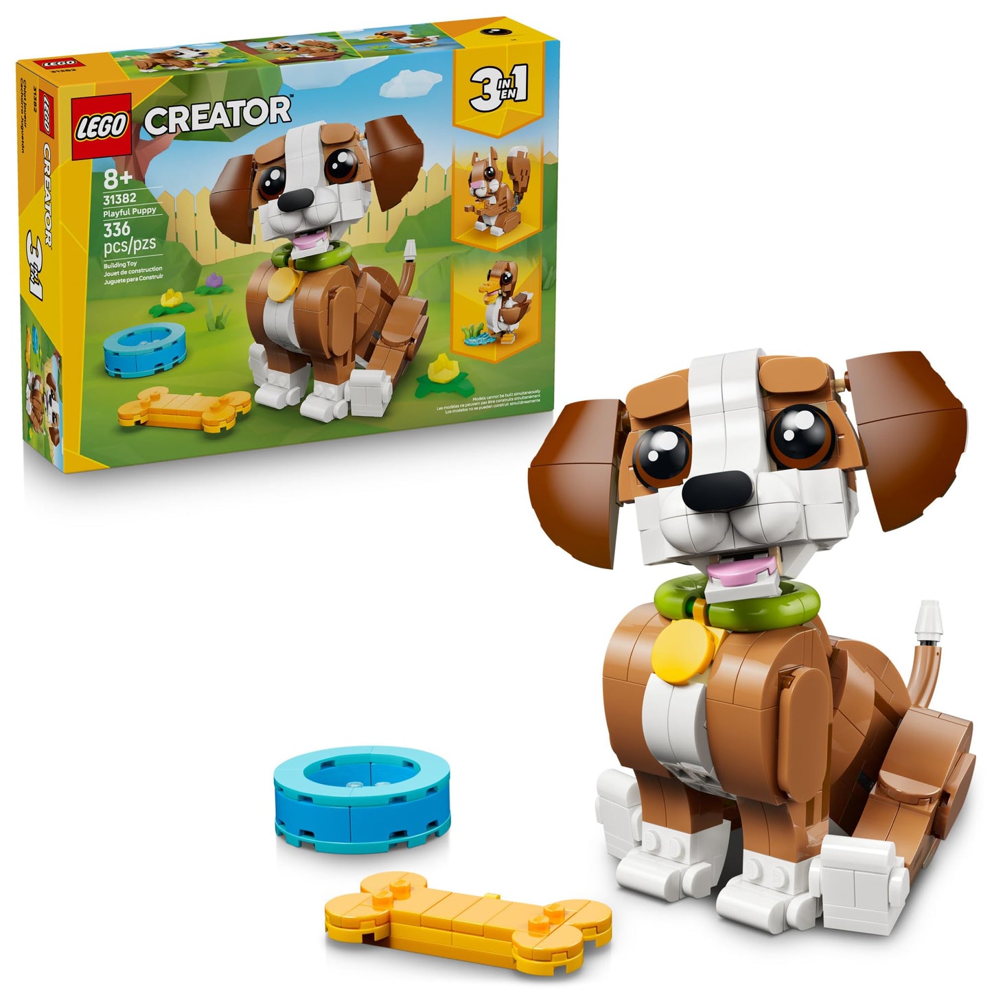 LEGO Creator 3 in 1 Cute Animals: Playful Puppy Dog Building Toy for Girls & Boys - Build a Pretend Play Dog, Squirrel, or Duck Toy - Gift Idea for Kids, Ages 8+ - 31382 LEGO