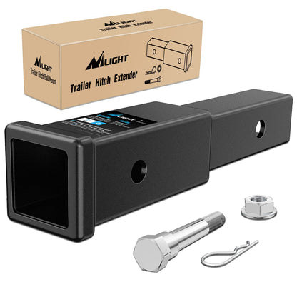 Nilight Trailer Hitch Extender 7 inch Extension Length Fits for 2" Receiver Tube with 5/8 inch Stainless Steel Bolt Flange Nut and Clip 3,500 lbs GTW Matte Black 🍁 All In One Marketplace Canada