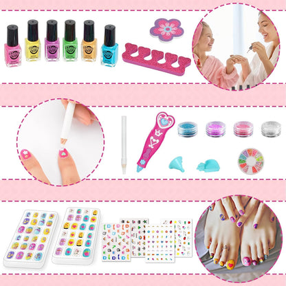 Kids Nail Polish Set for Girls, Nail Art Kits with Nail Dryer & Glitter Pen, Quick Dry & Peel Off & Non-Toxic Nail Polish, Christmas Birthday Gifts for Girls Ages 6 7 8 9 10 11 12 🍁 All In One Marketplace Canada