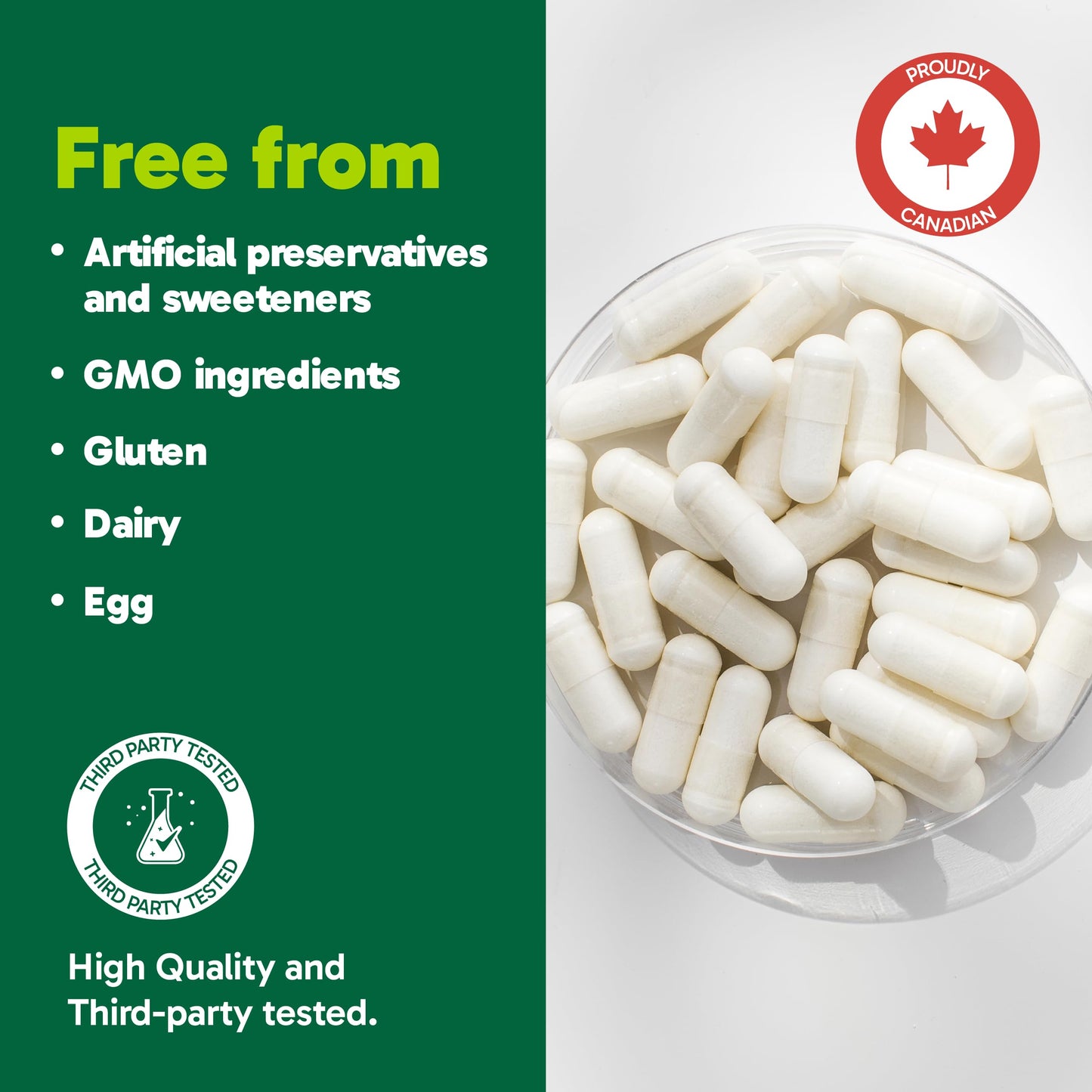 Organika Canadian-Made L-Glutamine - High-Absorption Formula - For Better Immune Defense, Muscle Recovery and Gut Health | 500mg 120vcaps Organika