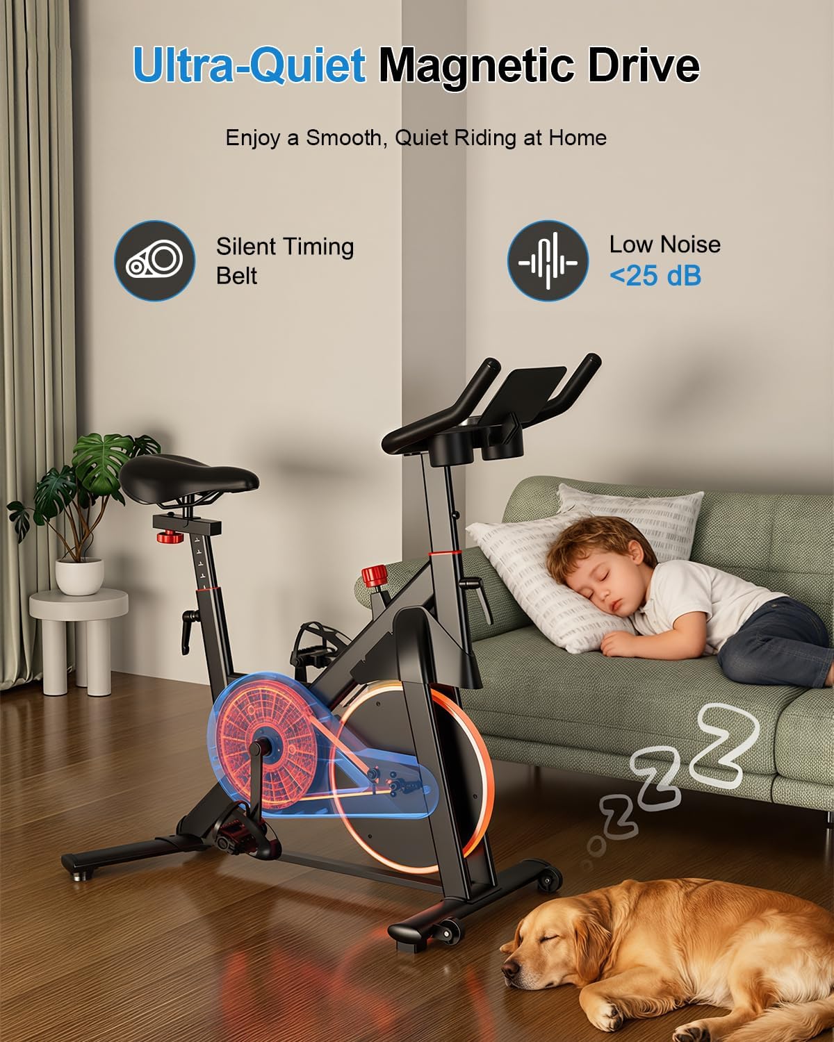 Exercise Bike, 32 Levels Magnetic Indoor Cycling Bike, 300lbs Capacity Stationary Bike with PitPat App & Comfort Seat Cushion