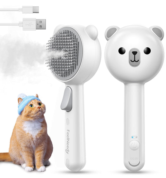 Cat Steam Brush, Cat Brushes for Indoor Cats with Release Button, Dual Speed Spray USB Rechargeable Cat Grooming Supplies, Cat Brush Shedding Suitable for All Long-haired and Short-haired Pets - Available at All In One Marketplace Canada