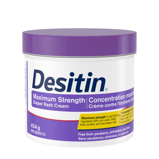 Desitin Maximum Strength Diaper Rash Cream, 40% Zinc Oxide Cream, for Immediate Relief, Dermatologist and Pediatrician Tested, Helps Heal, 454g