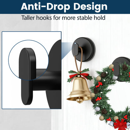 Suction Cup Hooks for Shower: 15 LB Strong Wall Hanger for Bathroom, Front Door, Glass, Window, RV, Holder for Towel, Christmas Wreath, Coat, Loofah, Waterproof & Reusable, Matt Black 4 Pack - Available at All In One Marketplace Canada