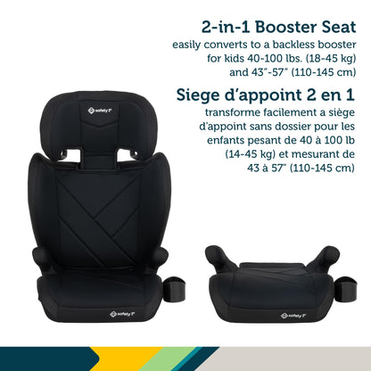 Safety 1st Growmate 2-in-1 Belt-Positioning Booster Car Seat, High-Back to Backless, Slim & Lightweight, Fits 3 Across, Adjustable Headrest - Hexagon Horizon Safety 1st