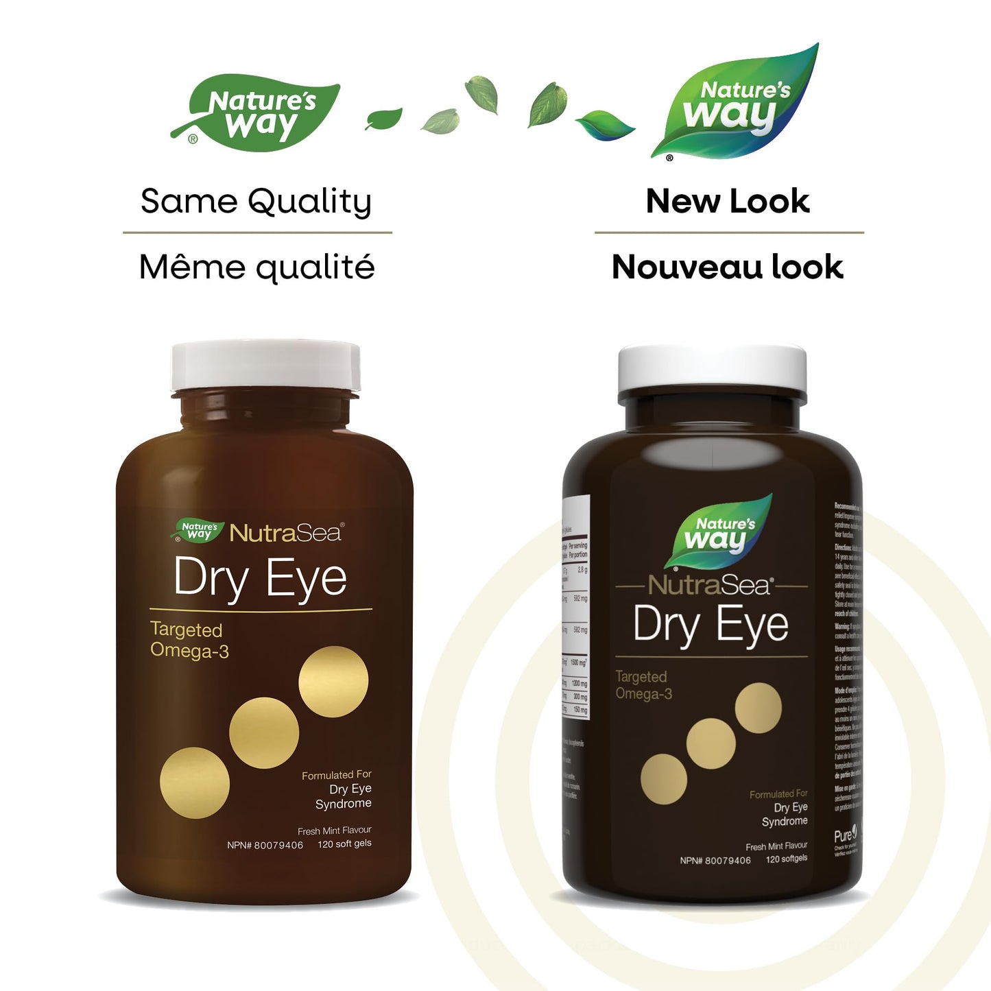 Nature’s Way NutraSea Dry Eye Omega‑3 Supplement – Targeted Eye Health & Tear Support – 1500 mg EPA + DHA with 150 mg GLA – Citrus Flavour Fish Oil – 120 Softgels - Available at All In One Marketplace Canada