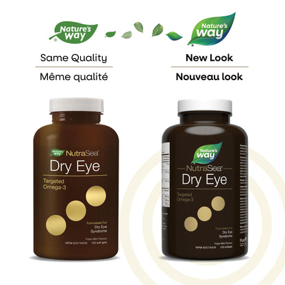 Nature’s Way NutraSea Dry Eye Omega‑3 Supplement – Targeted Eye Health & Tear Support – 1500 mg EPA + DHA with 150 mg GLA – Citrus Flavour Fish Oil – 120 Softgels - Available at All In One Marketplace Canada
