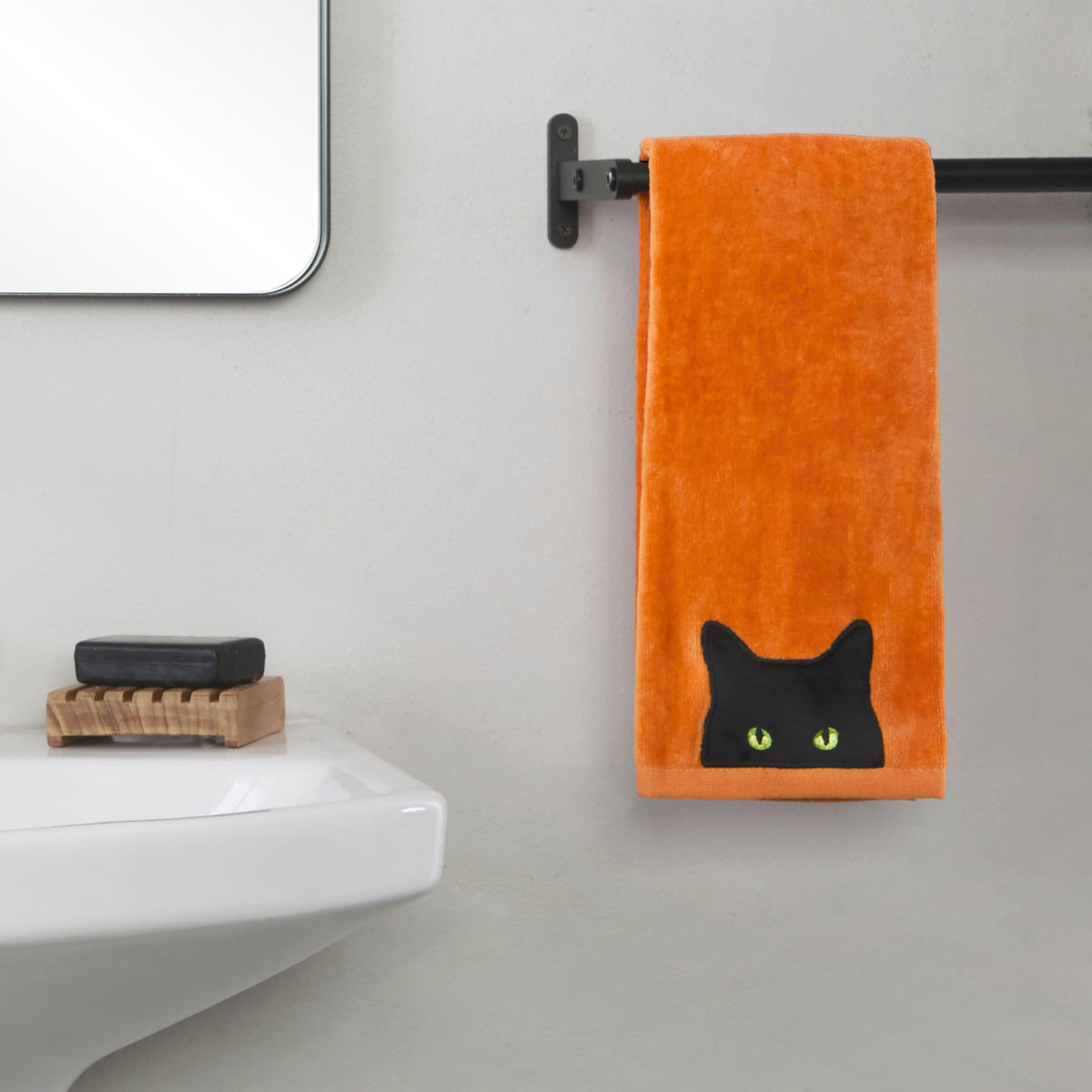 SKL Home Halloween Shadows Eyes Hand Towel Set-2pc, 100% Cotton, Orange