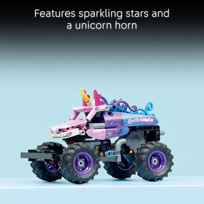 LEGO Technic Monster Jam Sparkle Smash Pull-Back Truck Toy for Boys & Girls - Monster Truck Building Toy W/Pull-Back Racing Action for Kids, Ages 7+ - Gift Idea for Birthdays - 42220 LEGO