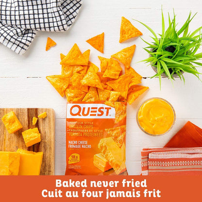 Quest Nacho Cheese Tortilla Style Protein Chips - 8 Pack, 18g Protein, Baked, Gluten Free, 1g Sugar