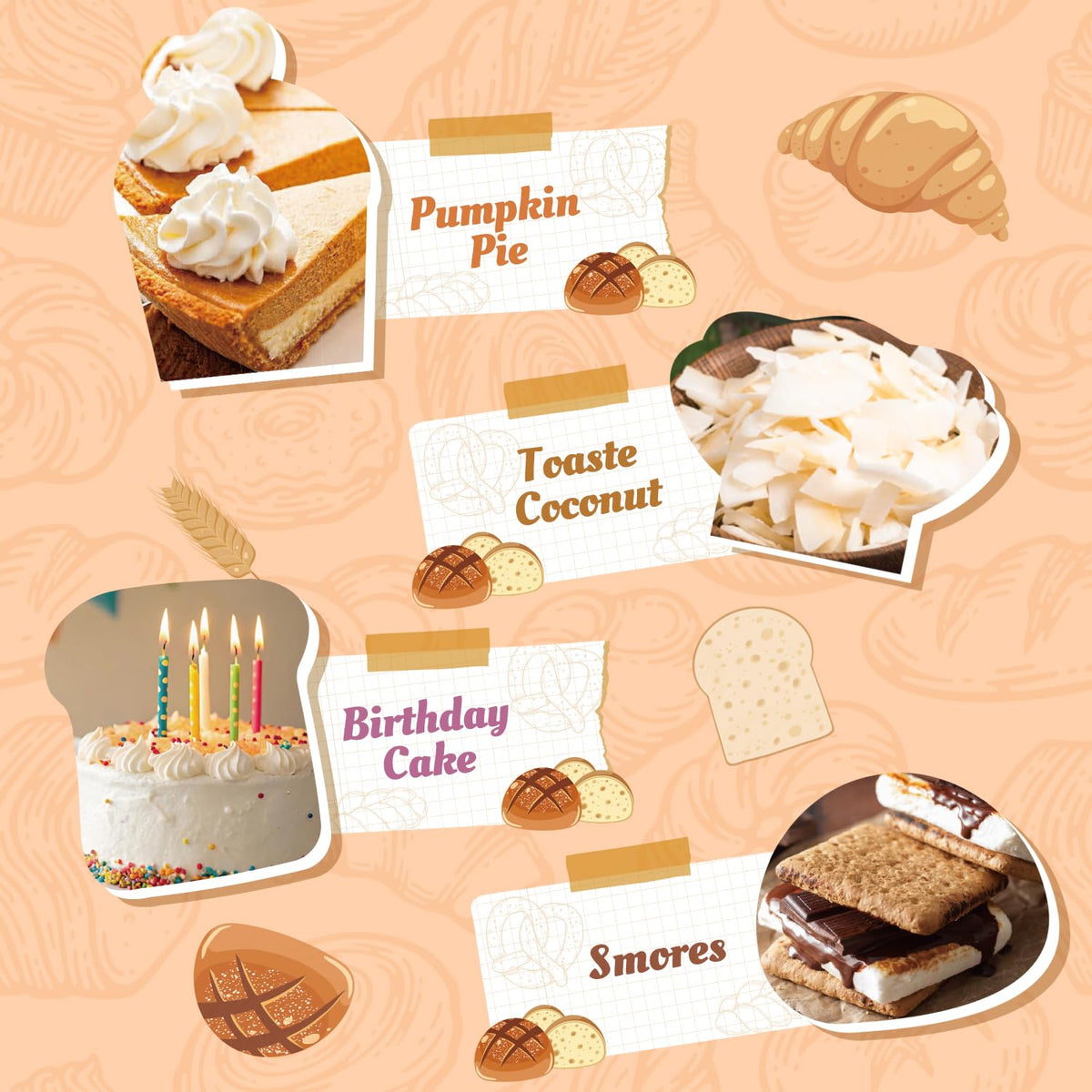 Bakery Scented Wax Melts, Soy Wax Melts, Strong Scented Wax Cubes Gift Set for Wax Warmer, Chocolate Cookie, Apple Bread, Vanilla Almond Biscuit, Donut, Pumpkin Pie, Coconut, Birthday Cake, Smores 🍁 All In One Marketplace Canada