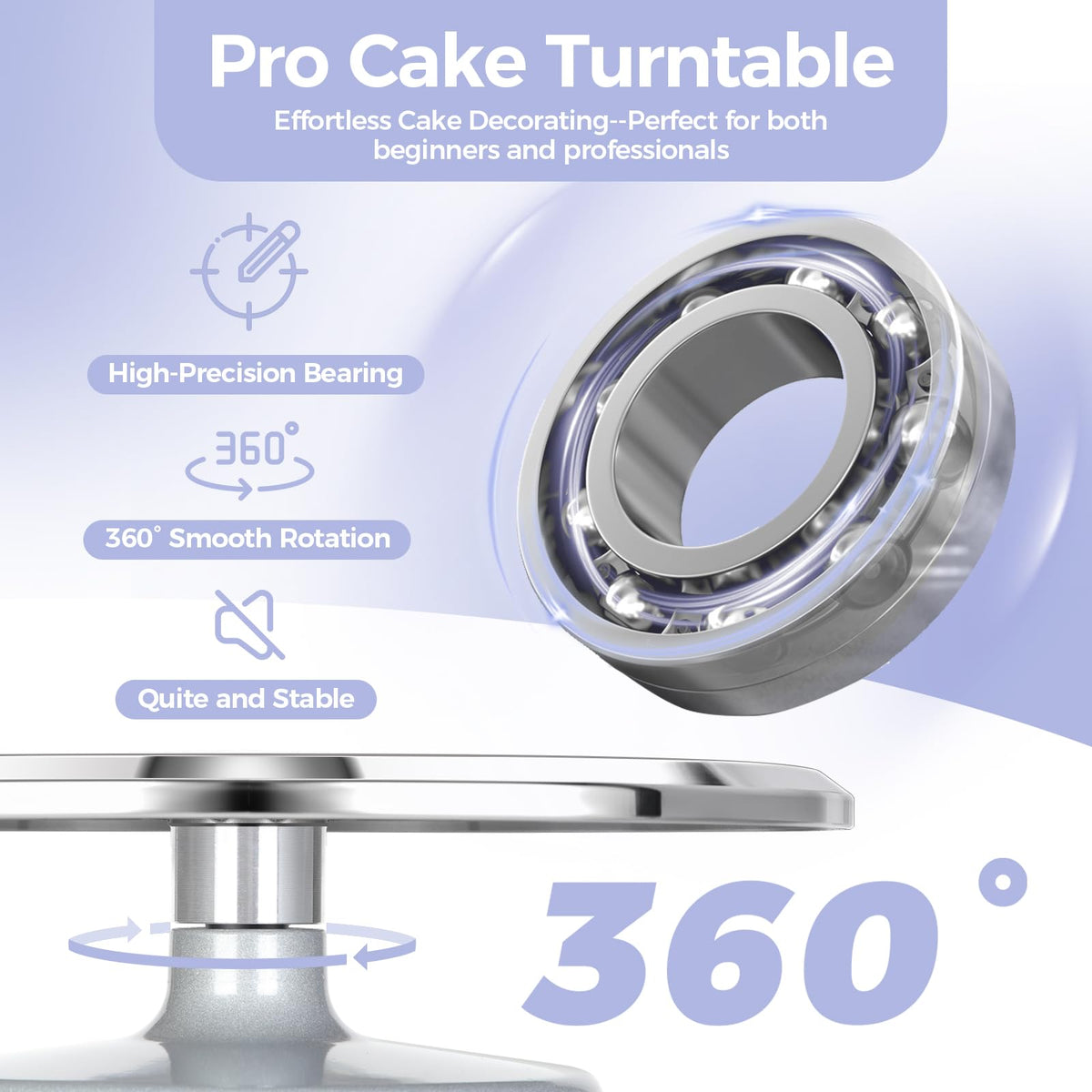 Ohuhu 12" Cake Turntable, Aluminum Rotating Stand with Spatulas & Combs 🍁 All In One Marketplace Canada