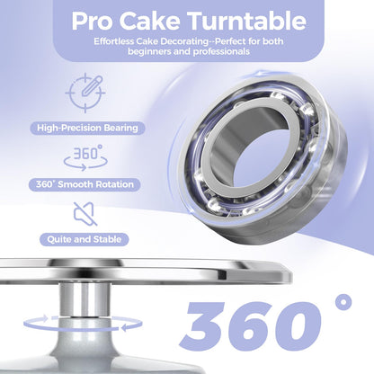 Ohuhu 12" Cake Turntable, Aluminum Rotating Stand with Spatulas & Combs 🍁 All In One Marketplace Canada