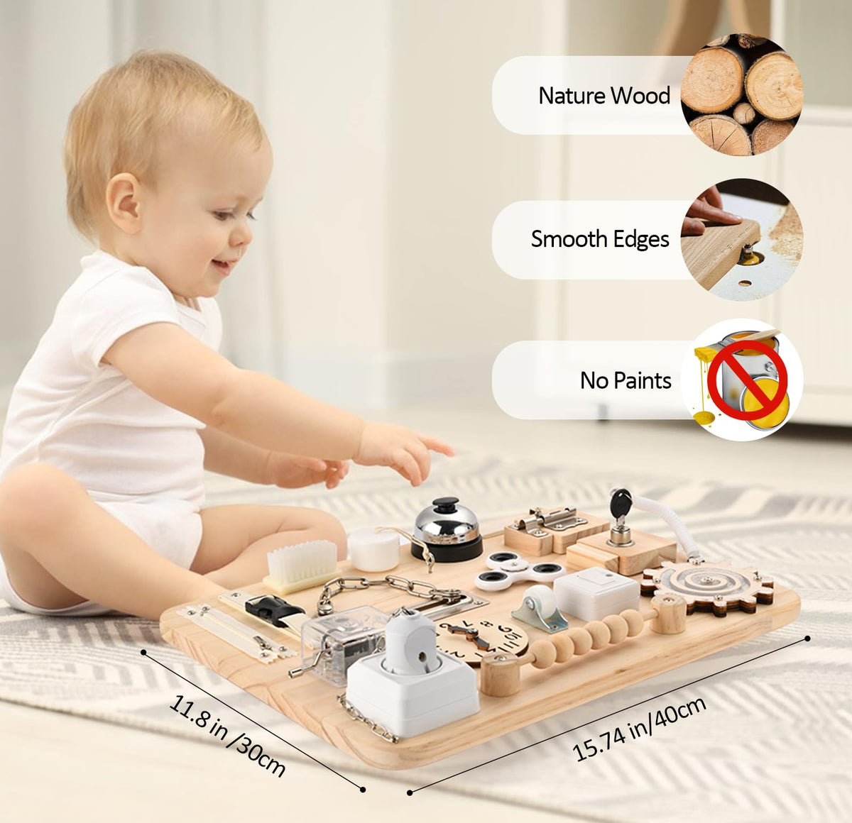Potatomato Montessori Large Busy Board, Wooden Sensory Toys for Children 🍁 All In One Marketplace Canada