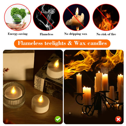 cimetech 12PCs Led Tea Lights with Timer, Electric Flickering Flameless Candles Battery Operated Led Candle Tealights with Remote Control for Christmas Decor & Diwali Decorations Items 🍁 All In One Marketplace Canada