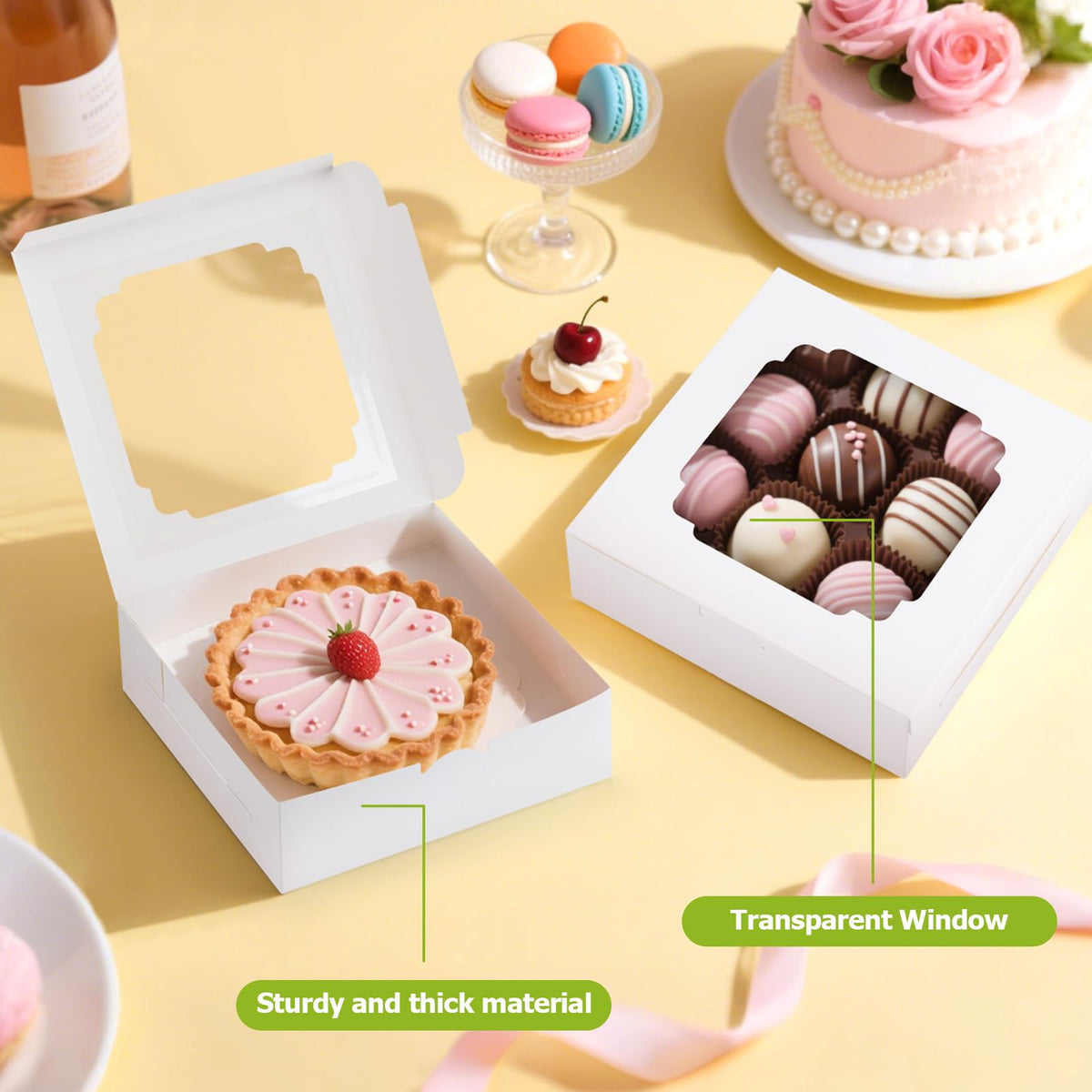 YODYZJ Cookie Boxes with Window, Pack of 20, 8x8x2.5 Inches 🍁 All In One Marketplace Canada
