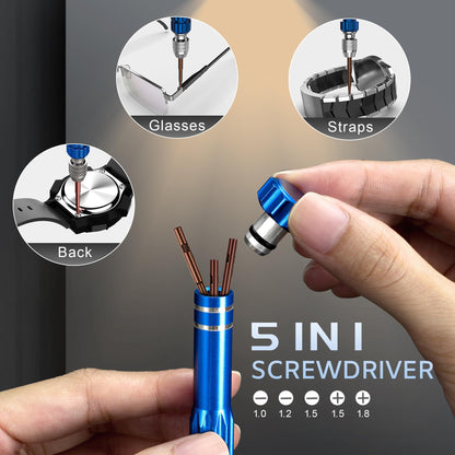 JOREST Watch Repair Tool Kit, Battery Replacement, Strap Adjustment, Bracelet Pin Removal, Band Link Remover, Resizing Tool, Wrench Opening Cover, Case Back Opener, Screwdriver, Spring Bar - Available at All In One Marketplace Canada