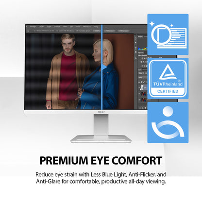 msi PRO MP273QW E14 27-inch IPS 2560 x 1440 (QHD) Computer Monitor, 144Hz,Adaptive-Synch, HDMI, DP Port, VESA Mountable, Height Adjustable, Tilt, Speaker, 1ms, White