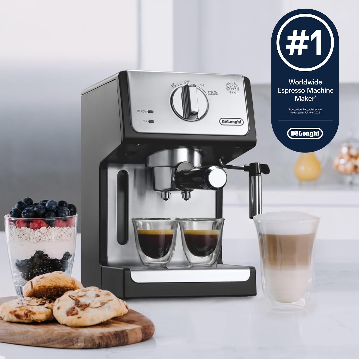 De'Longhi 15-Bar Pump Espresso Machine with Milk Frother & Temperature Control - Compact Home Barista Coffee Maker for Espresso, Latte, Cappuccino & Iced Coffee, Easy to Clean Design De'Longhi