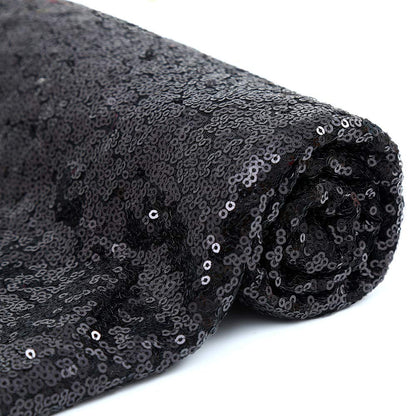 B-COOL Black Sequin Table Runner 4 Pack 12x72Inch Glitter Halloween Decoration Sparkly Black Table Fabric for Graduation Holiday Birthday Outdoor Dining Party Decoration